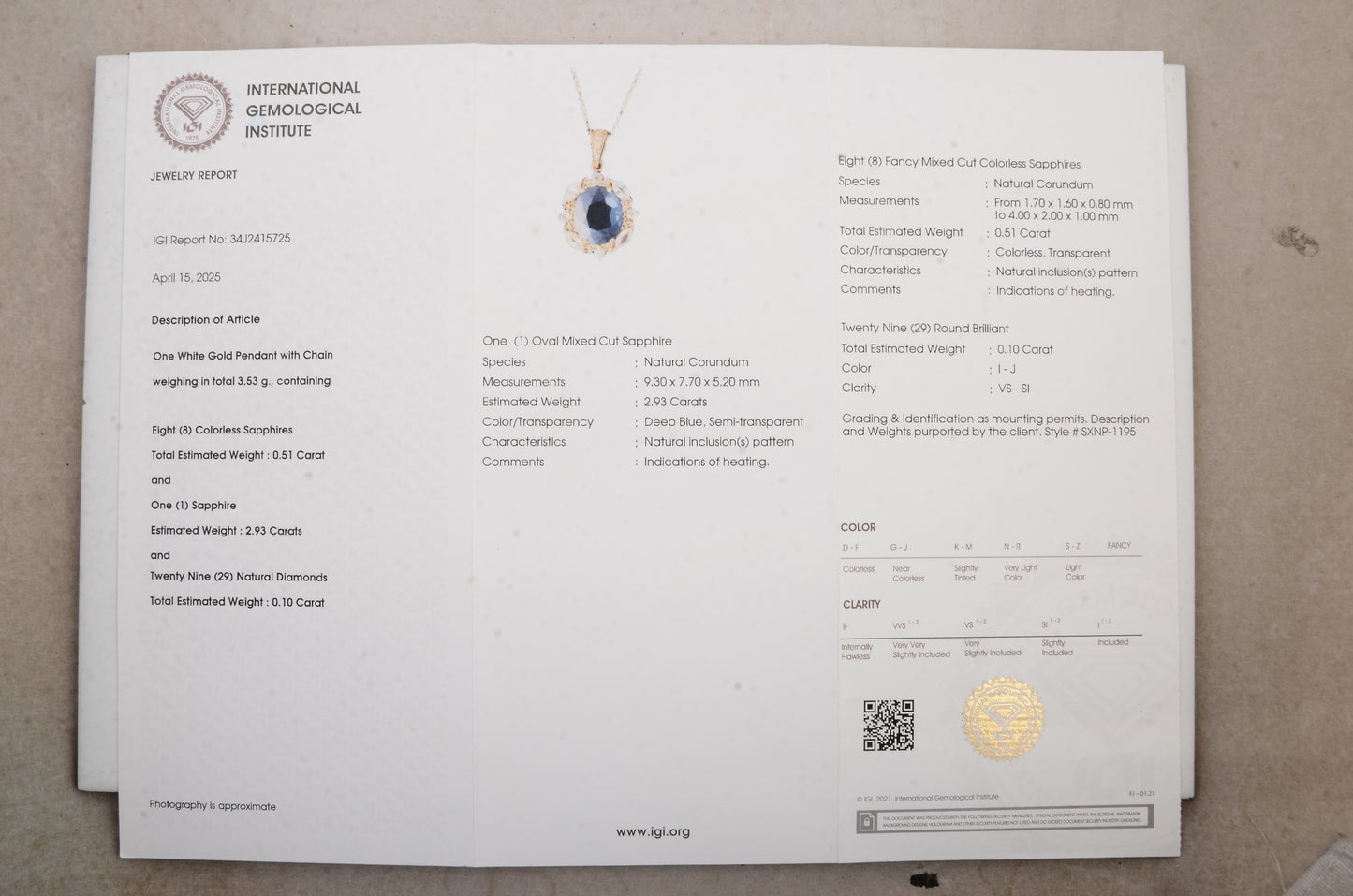 3.55 Ct Oval Mixed Cut Sapphire 14K Gold Pendant