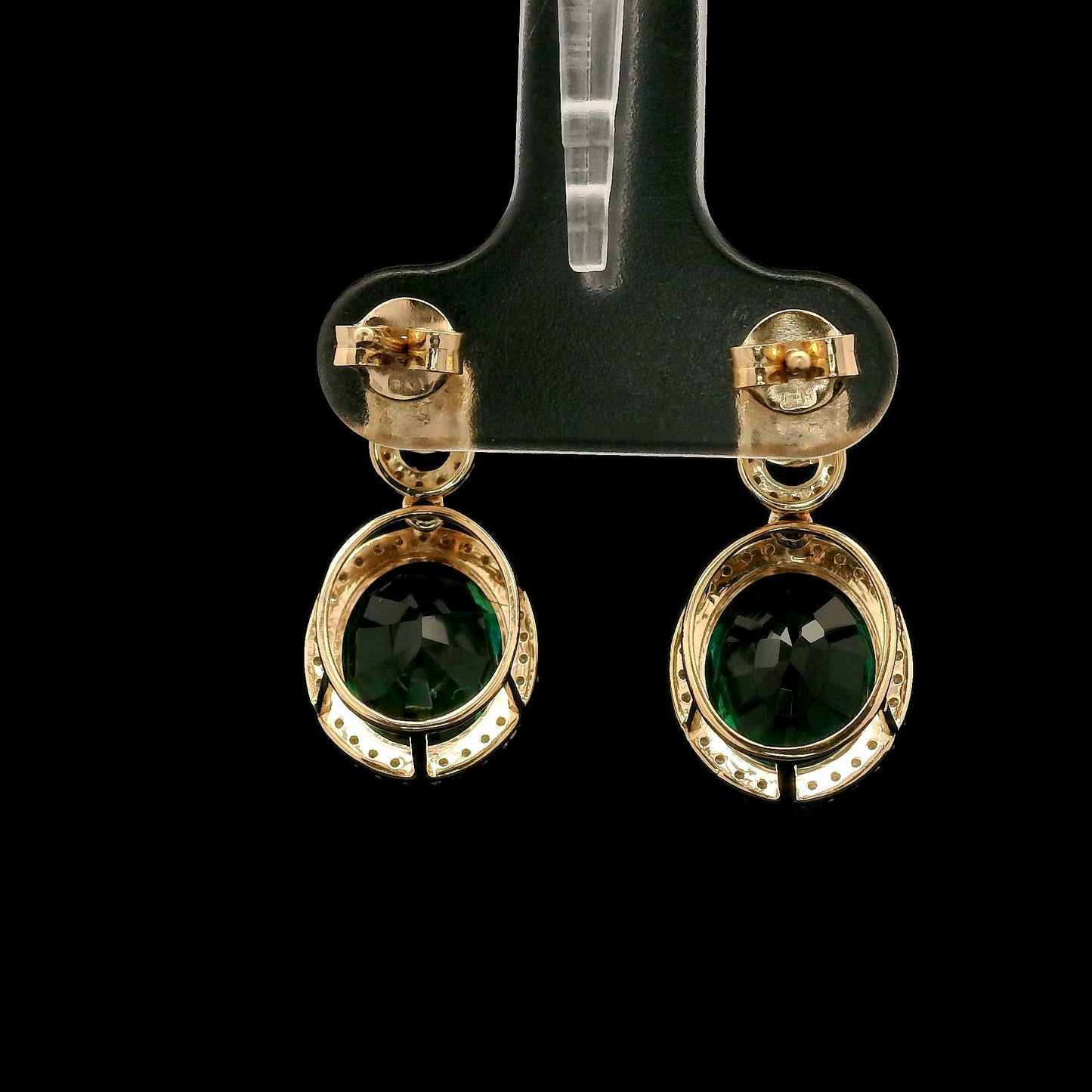 5.41 Ct Oval Mixed Cut Lab Grown Emerald 14K Gold Earrings