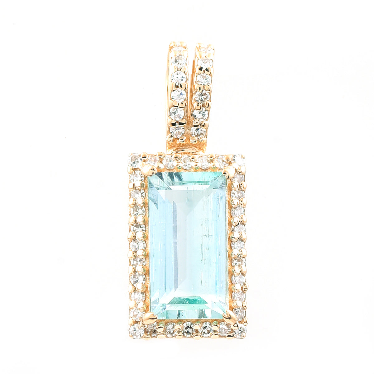 1.06 Ct Rectangle Step Cut Natural Emerald 14K Gold Pendant