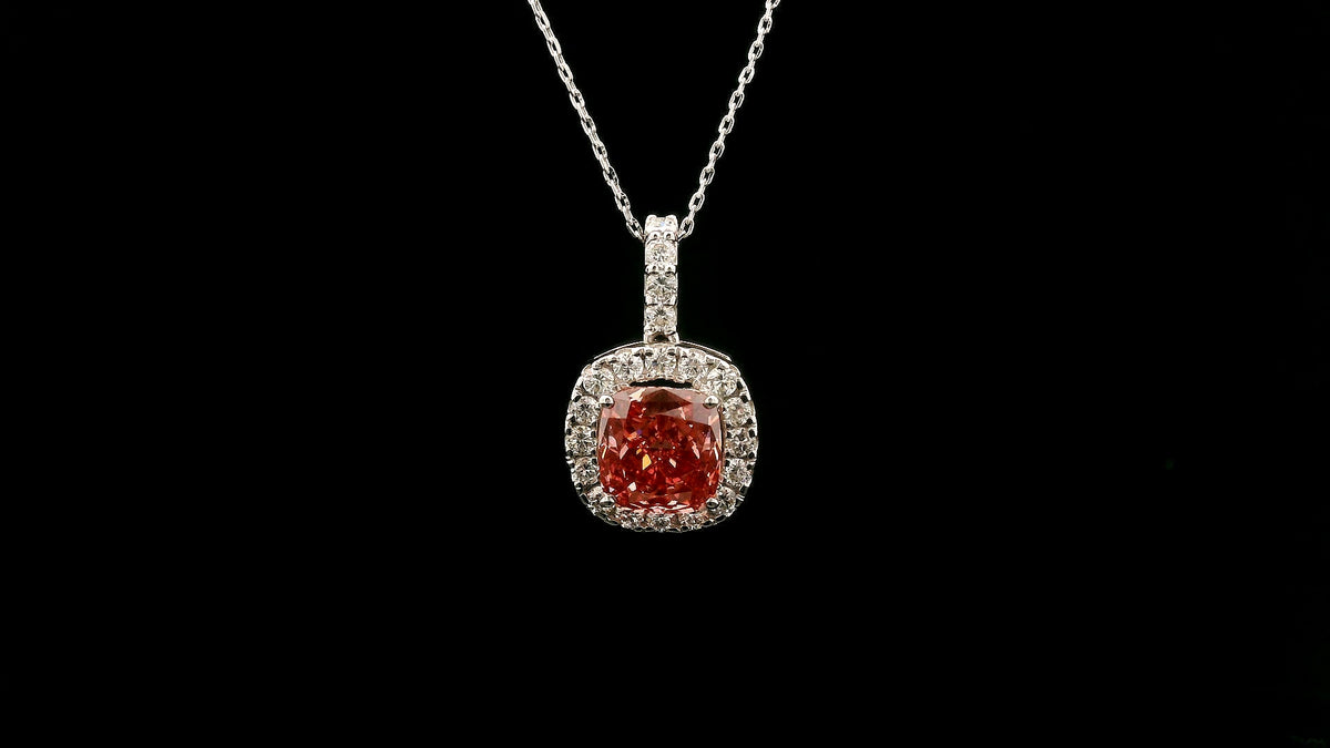 3.01 Carats Pink Lab Grown Diamond 14K Gold Pendant