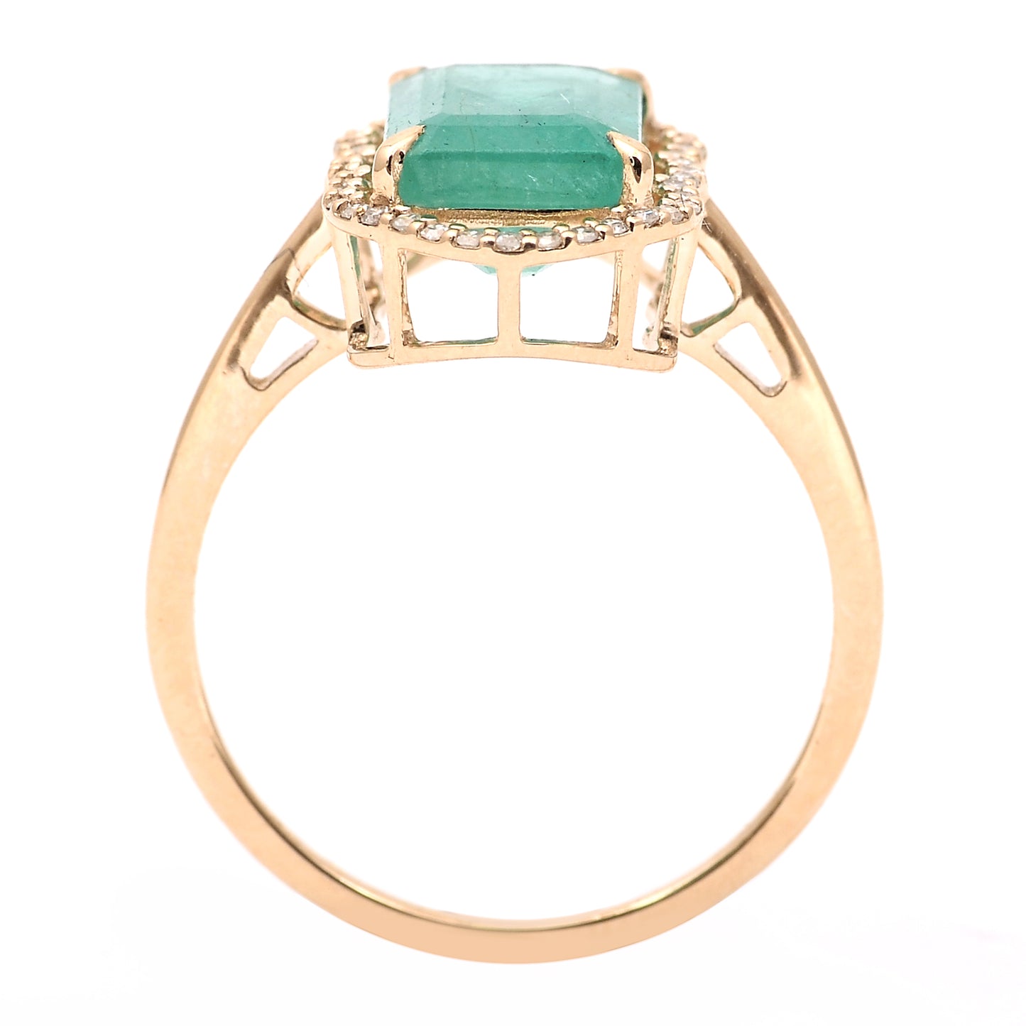 3.31 Ct Octagon Step Cut Natural Emerald 14K Gold Ring