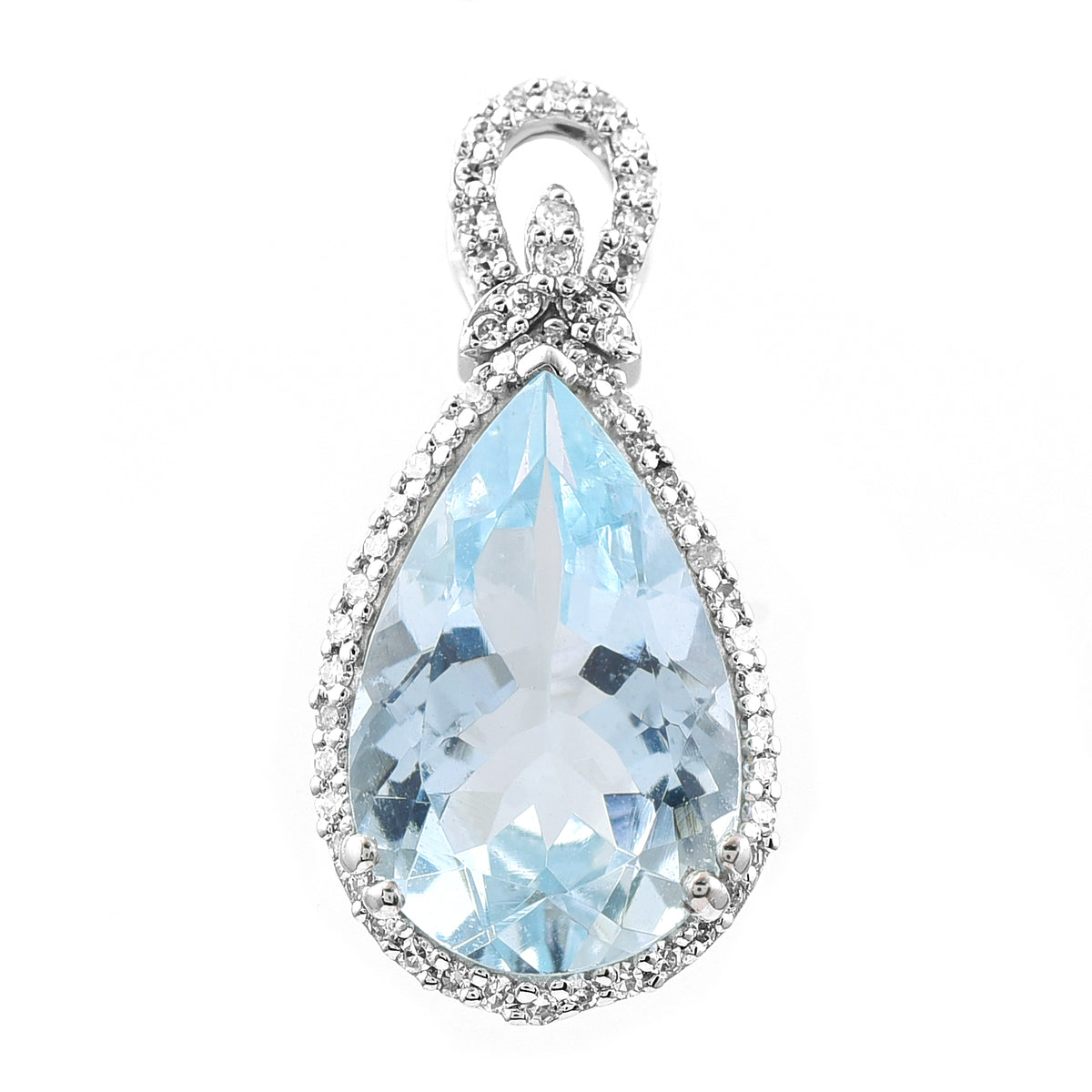3.67 Ct Pear Mixed Cut Natural Aquamarine 950 Platinum Pendant