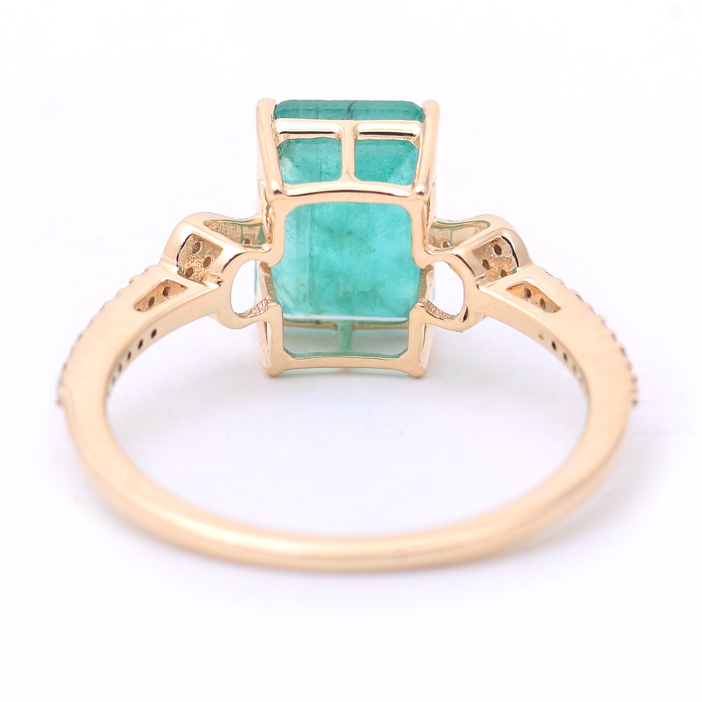 2.57 Ct Octagon Step Cut Natural Emerald 14K Gold Ring