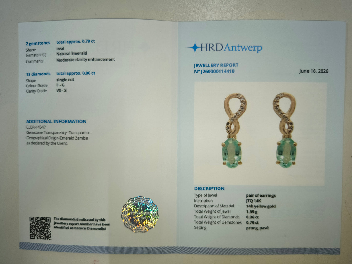 0.85 Ct Oval Natural Emerald 14K Gold Earrings