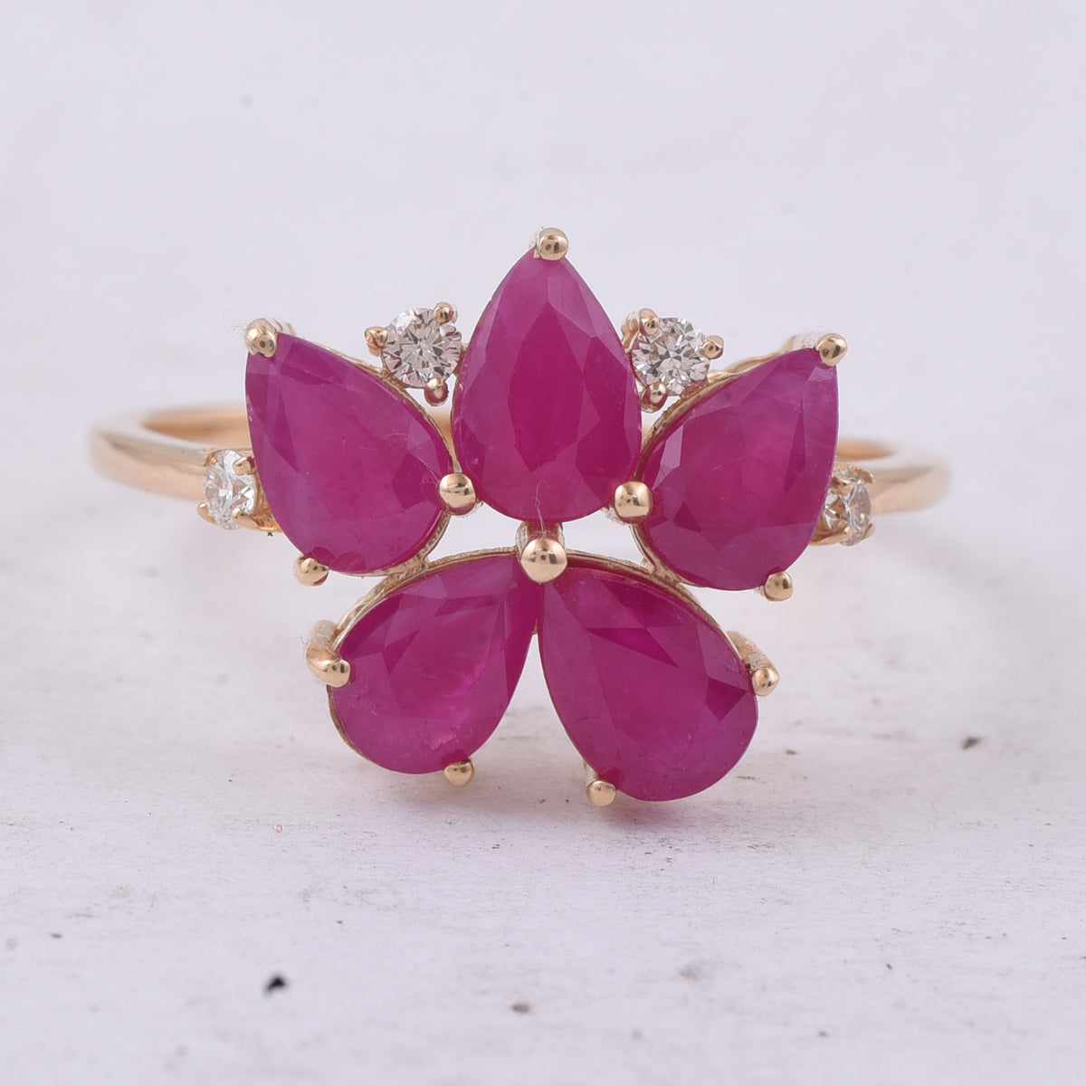 3.00 Ct Pear Natural Ruby 14K Gold Ring