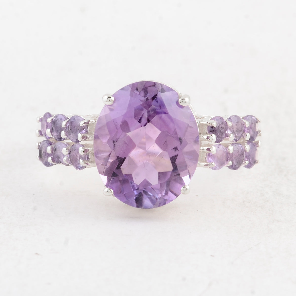 5.24 Ct Oval Amethyst 925 Sterling Silver Ring