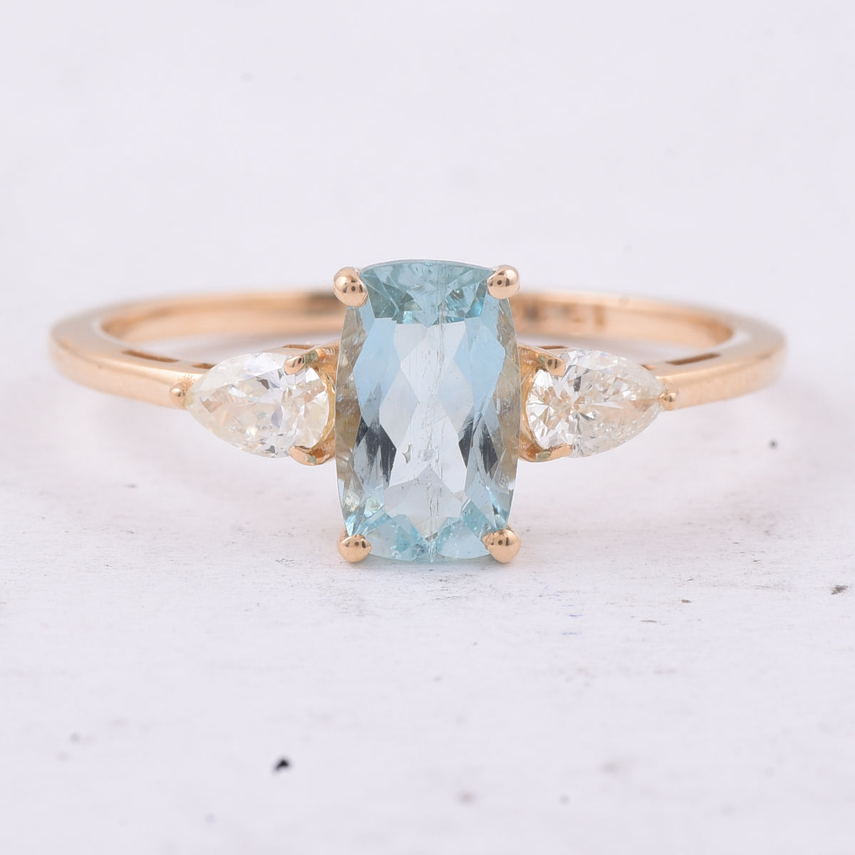 1.17 Ct Cushion Natural Aquamarine 14K Gold Ring