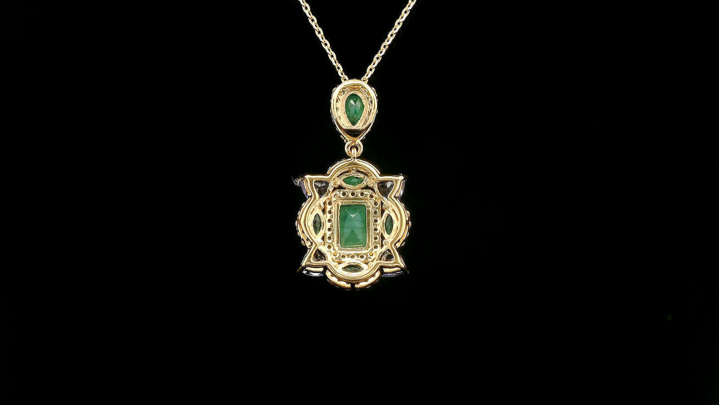1.79 Ct Octagon Emerald 14K Gold Pendant