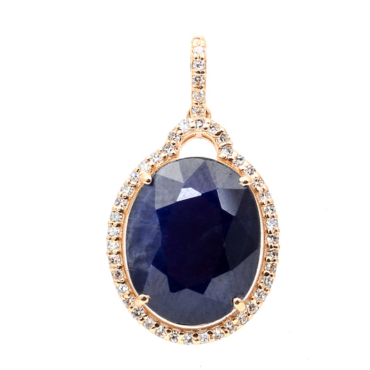 5.32 Ct Oval Mixed Cut Natural Sapphire 14K Gold Pendant