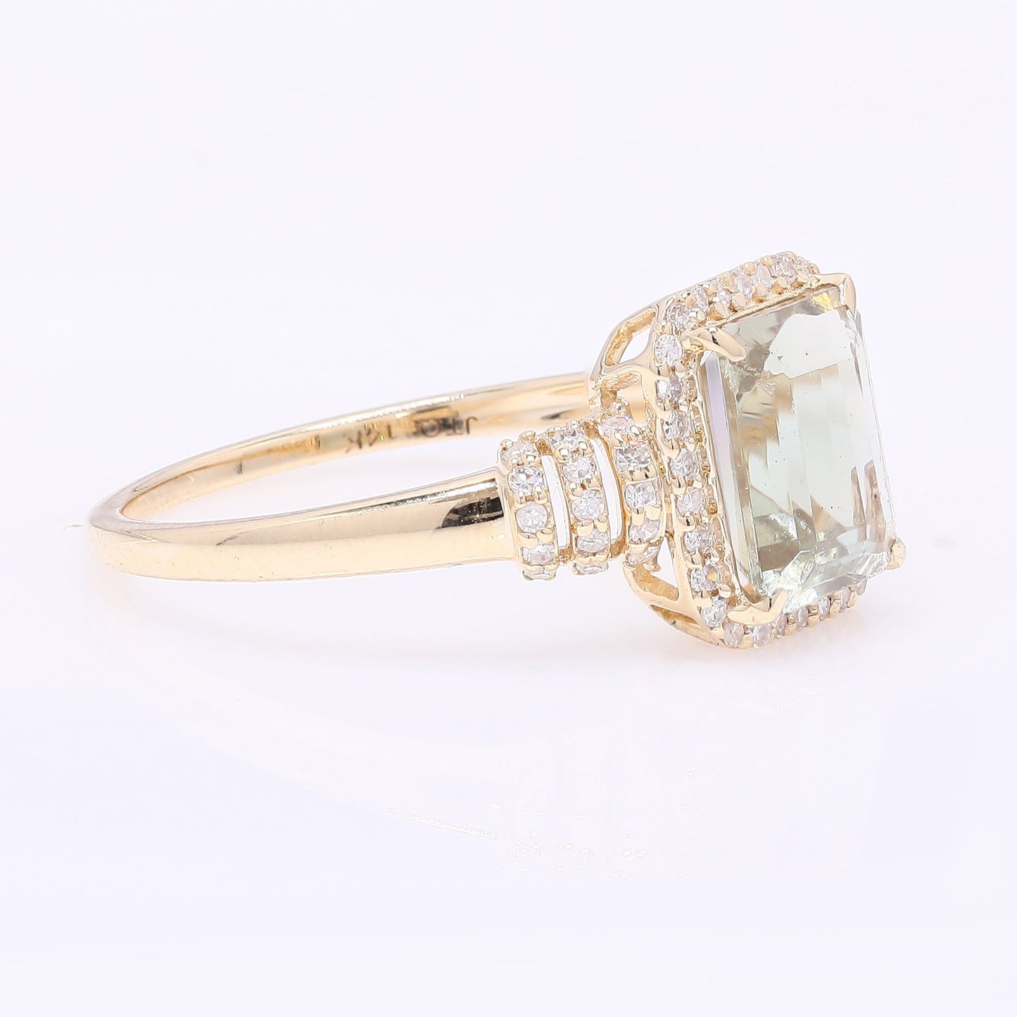1.72 Ct Octagon Step Cut Natural Sunstone 14K Gold Ring