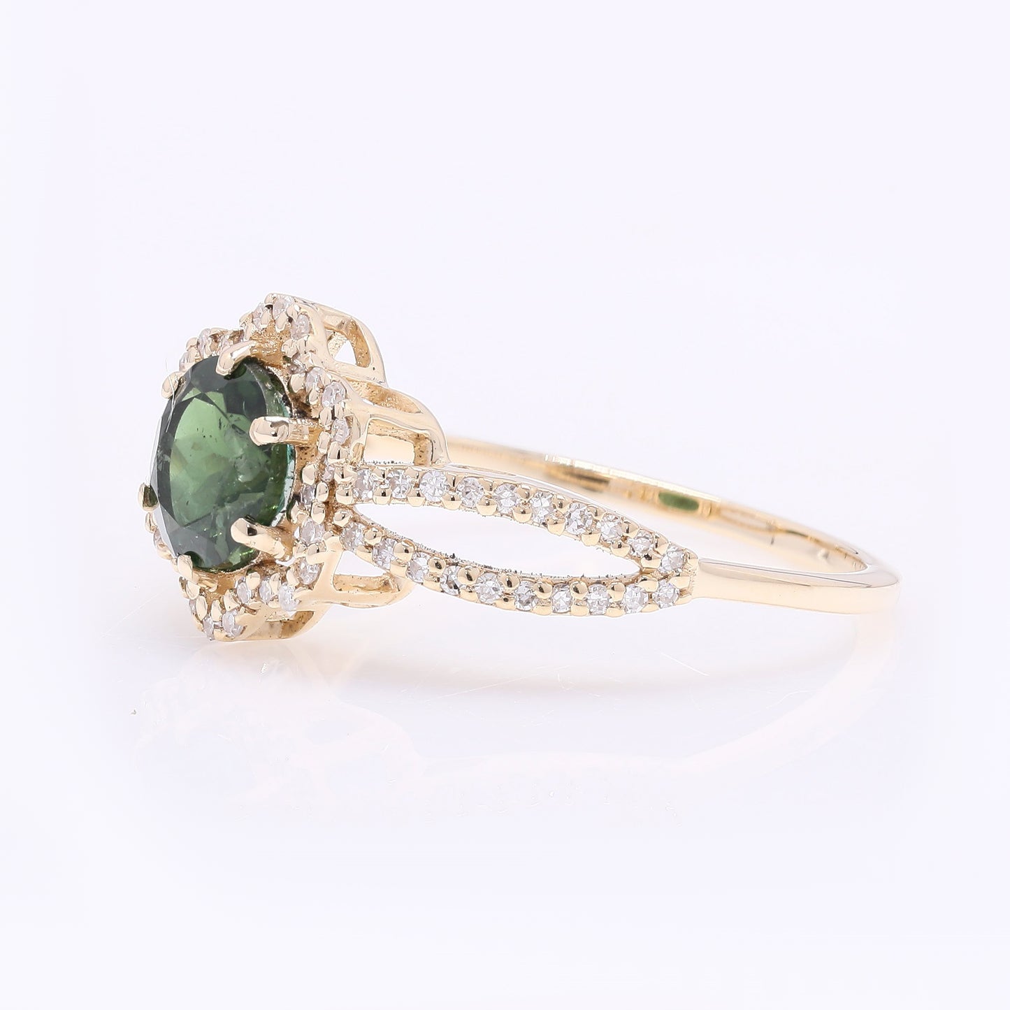 1.12 Ct Round Natural Tourmaline 14K Gold Ring