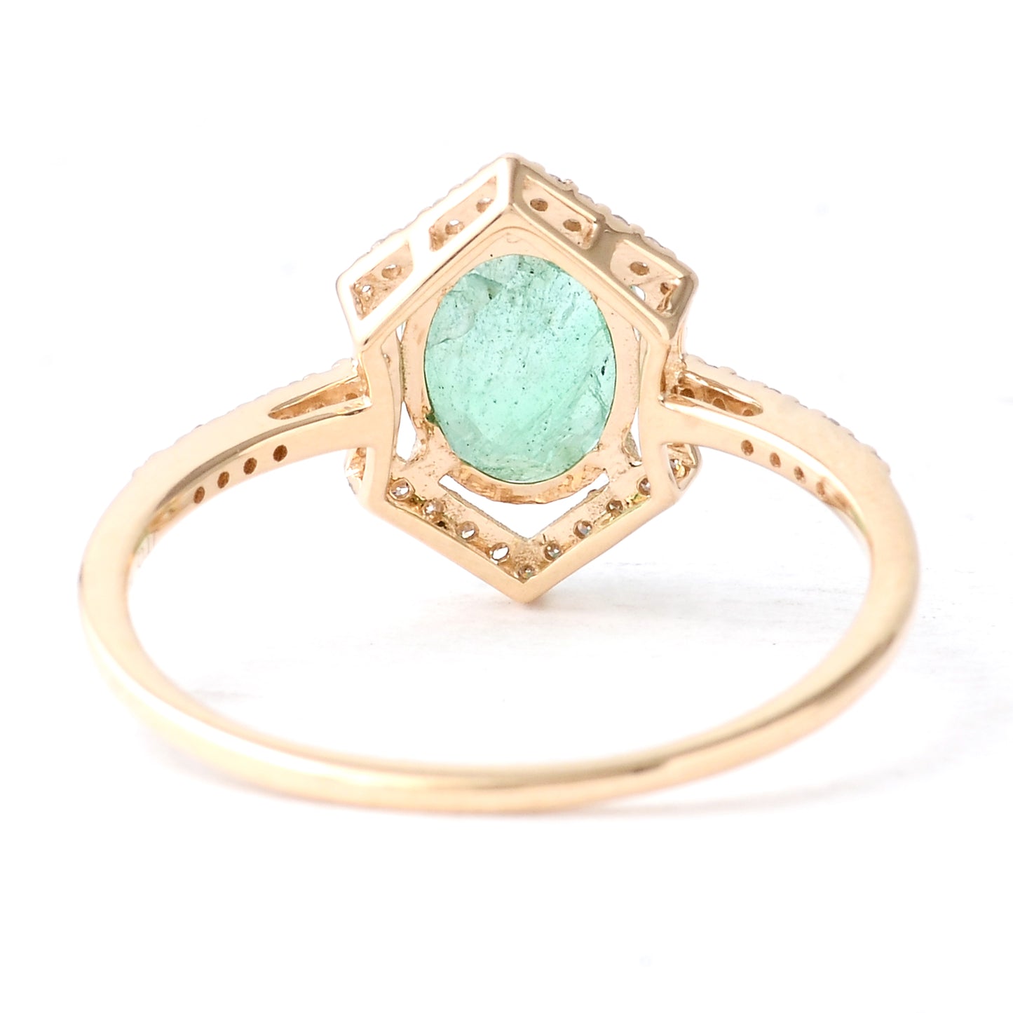 1.18 Ct Oval Mixed Cut Natural Beryl Emerald 14K Gold Ring