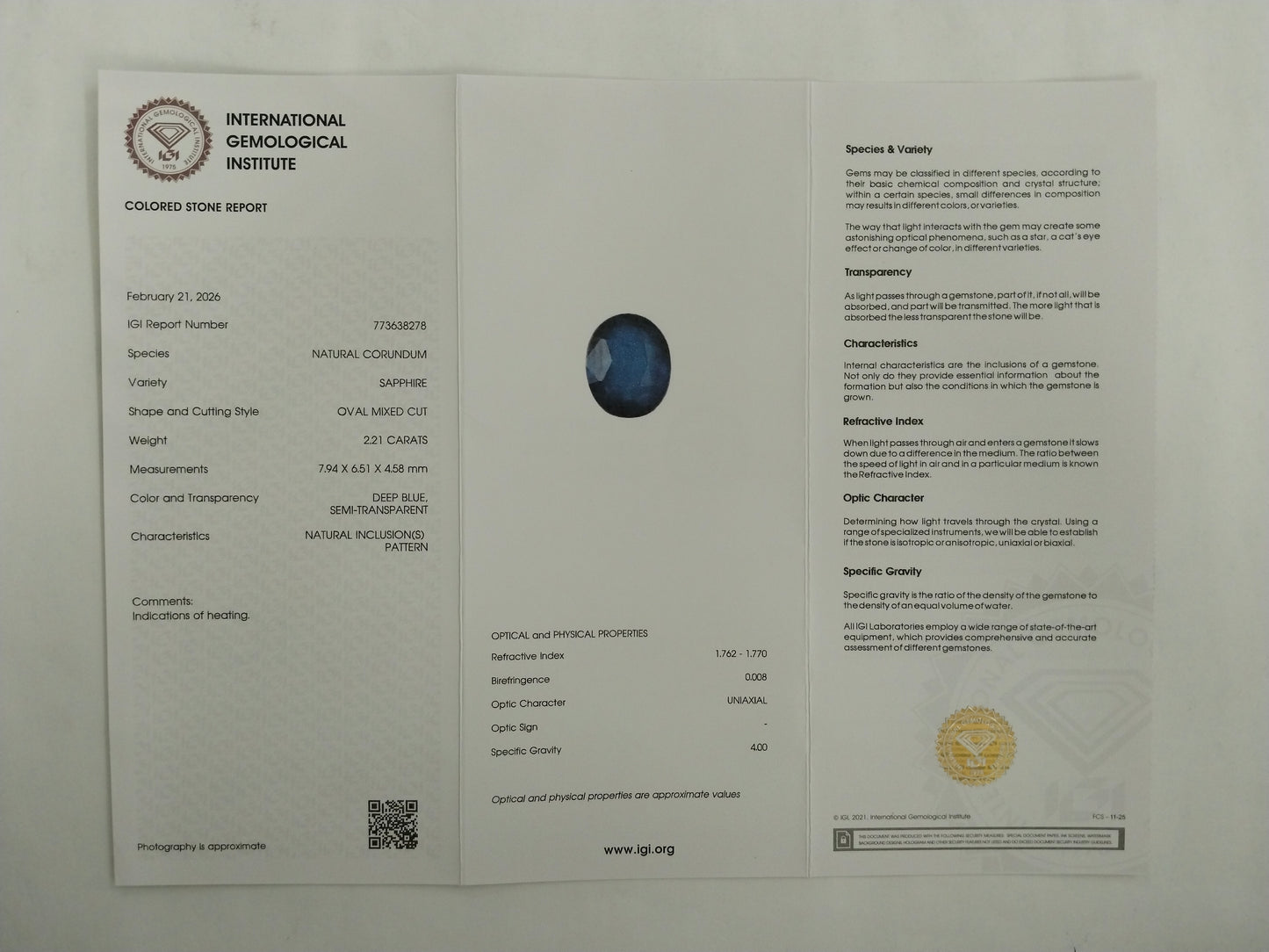 2.21 Natural Corundum Sapphire Oval Mixed Cut Gemstone