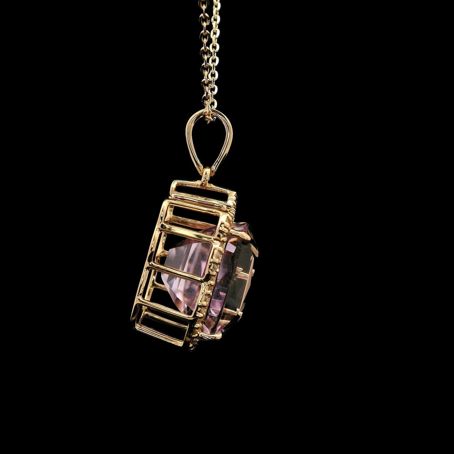 6.24 Ct Cushion Kunzite 14K Gold Pendant