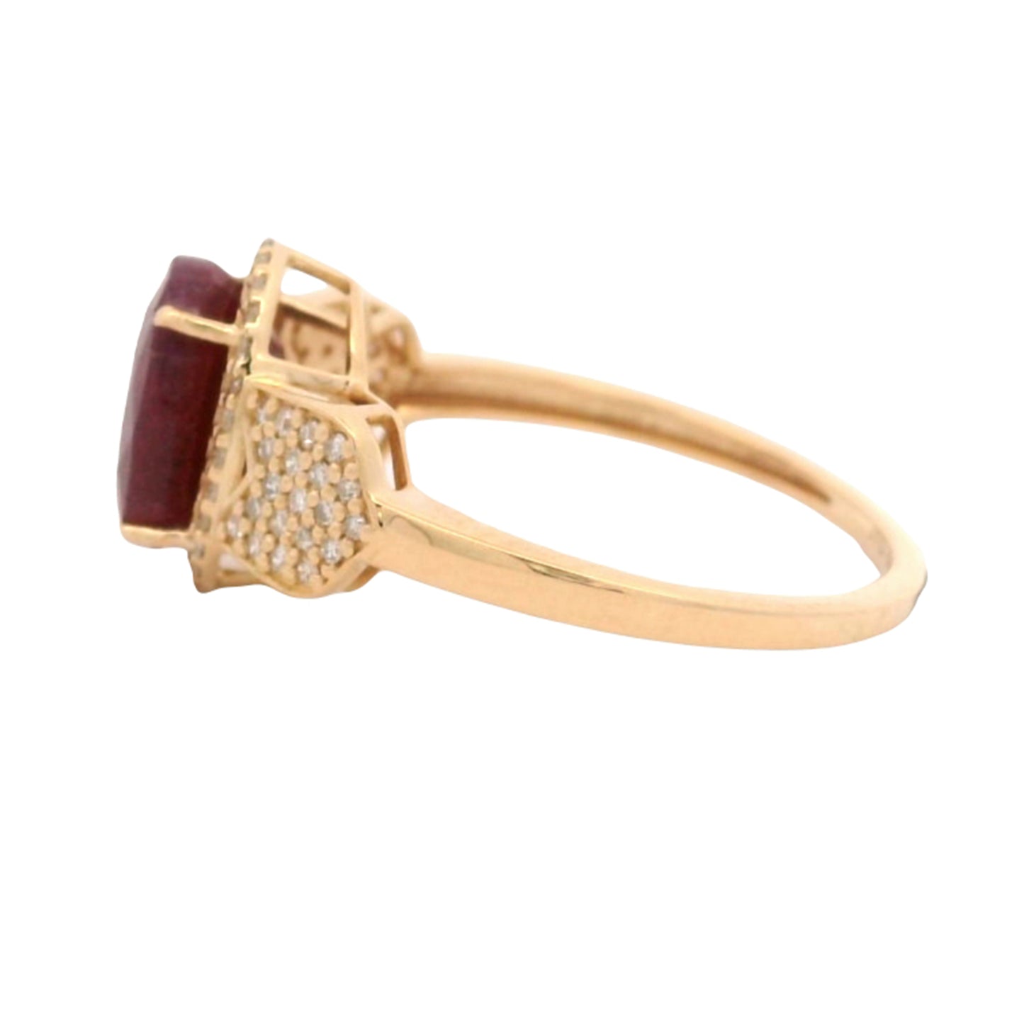 3.23 Ct Oval Mixed Cut Natural Corundum Ruby 14K Gold Ring
