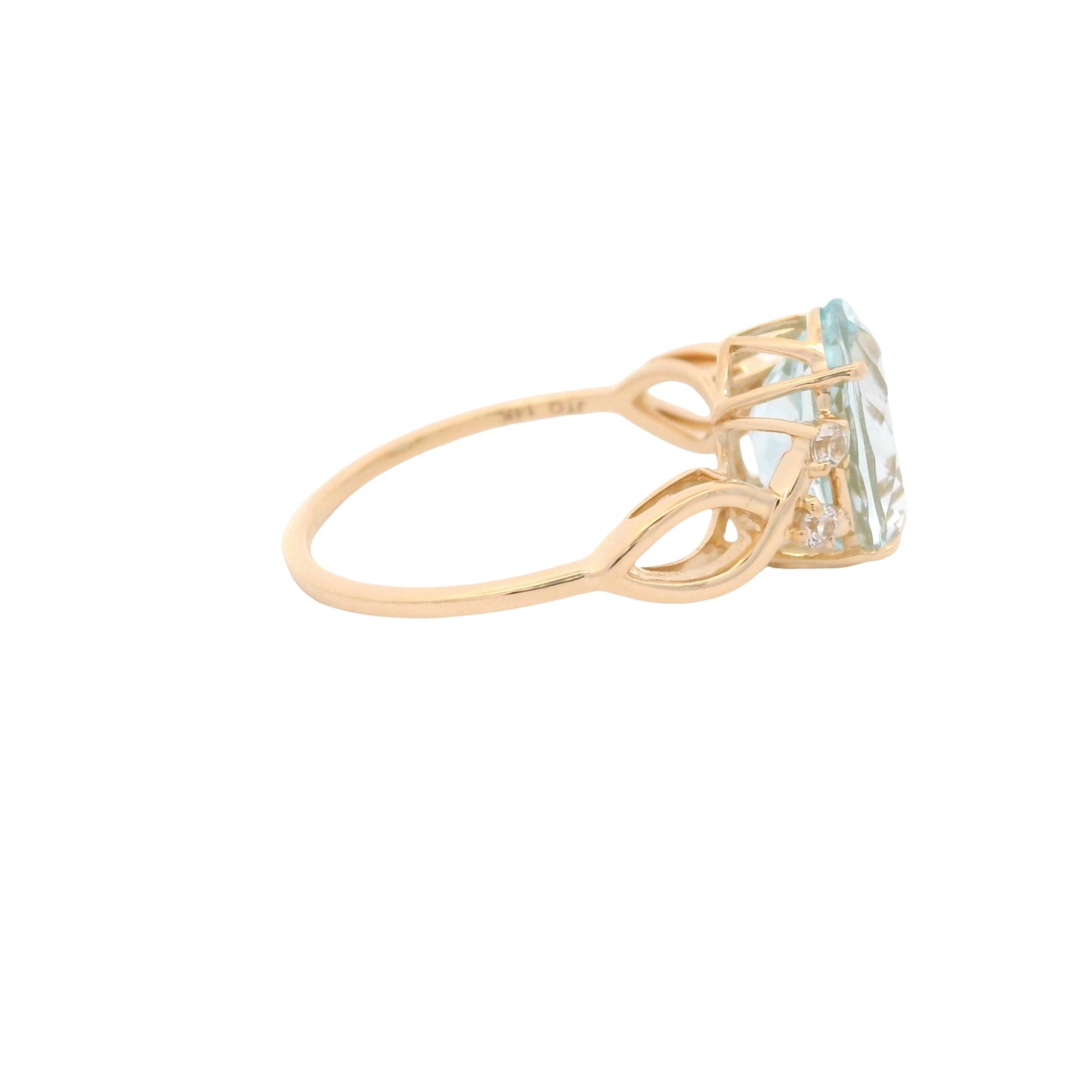 3.08 Ct Oval Aquamarine 14K Gold Ring