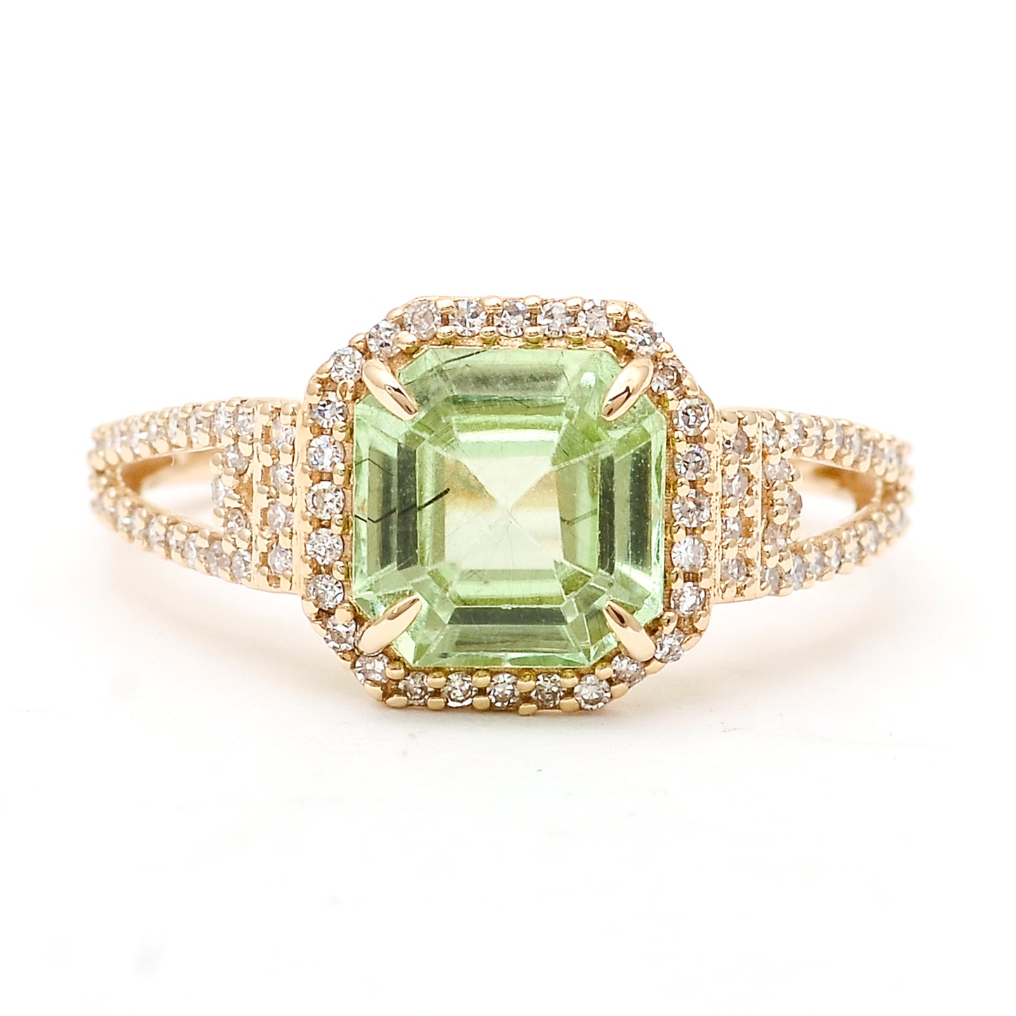 2.30 Ct Octagon Natural Eridot 14K Gold Ring