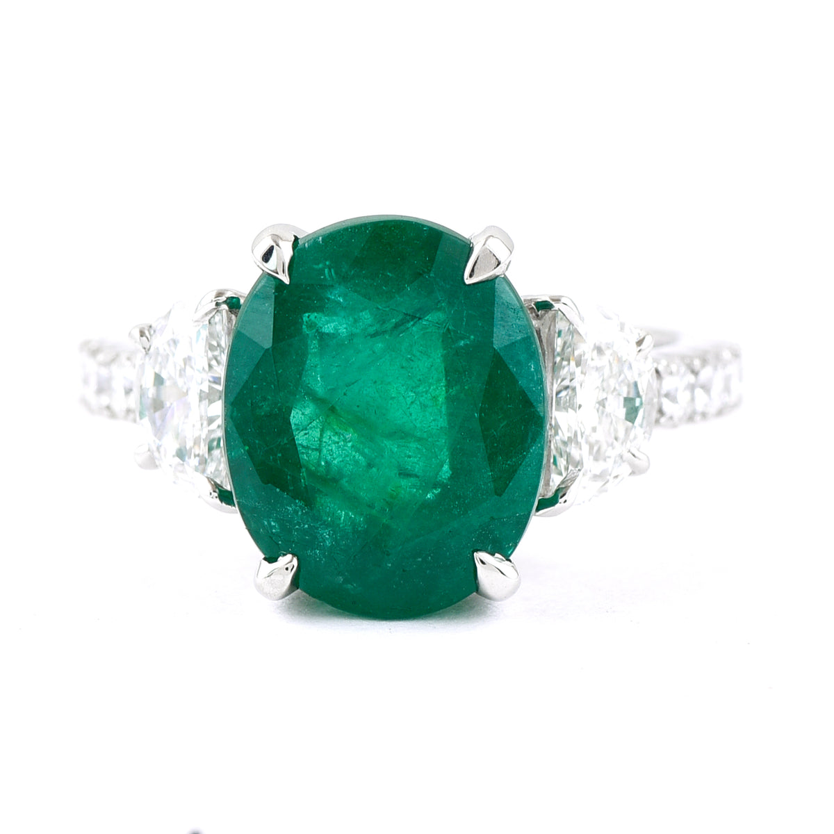 6.95 Ct Oval Emerald 950 Platinum Ring