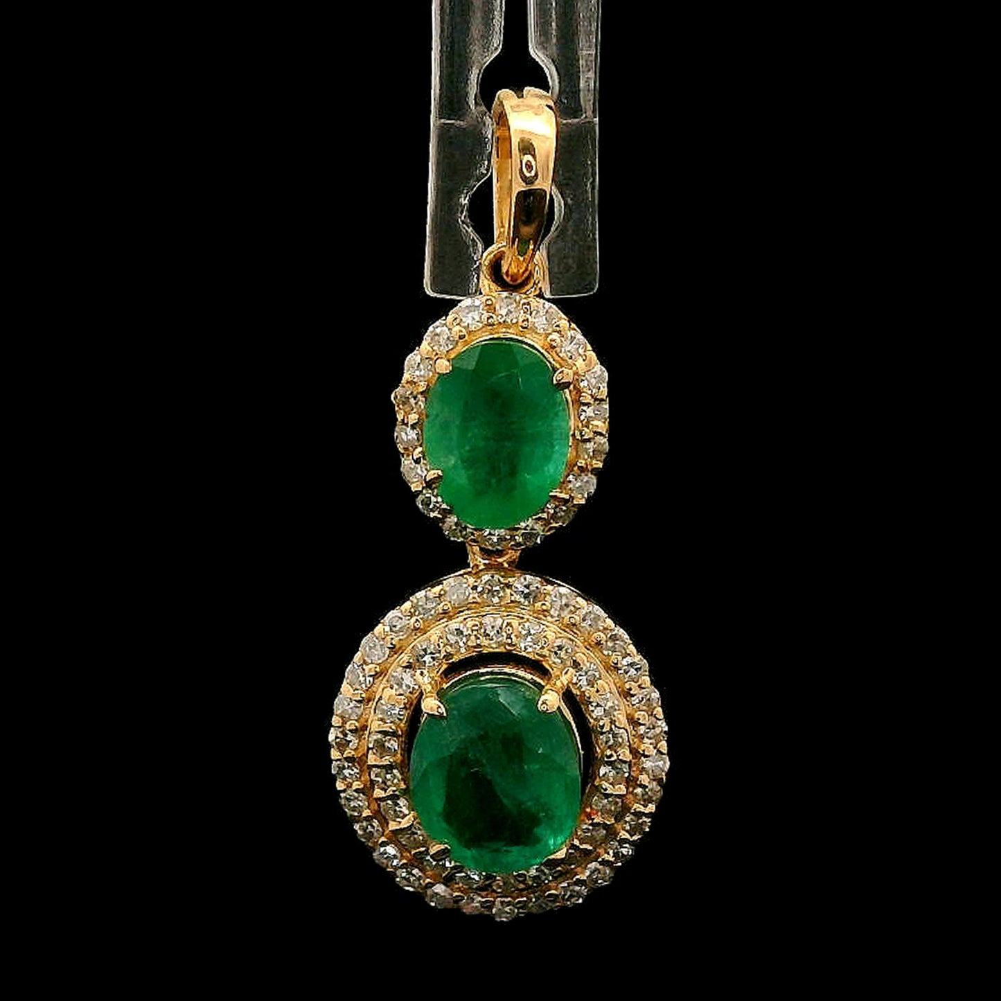 1.28 Ct Oval Mixed Cut Natural Emerald 14K Gold Pendant