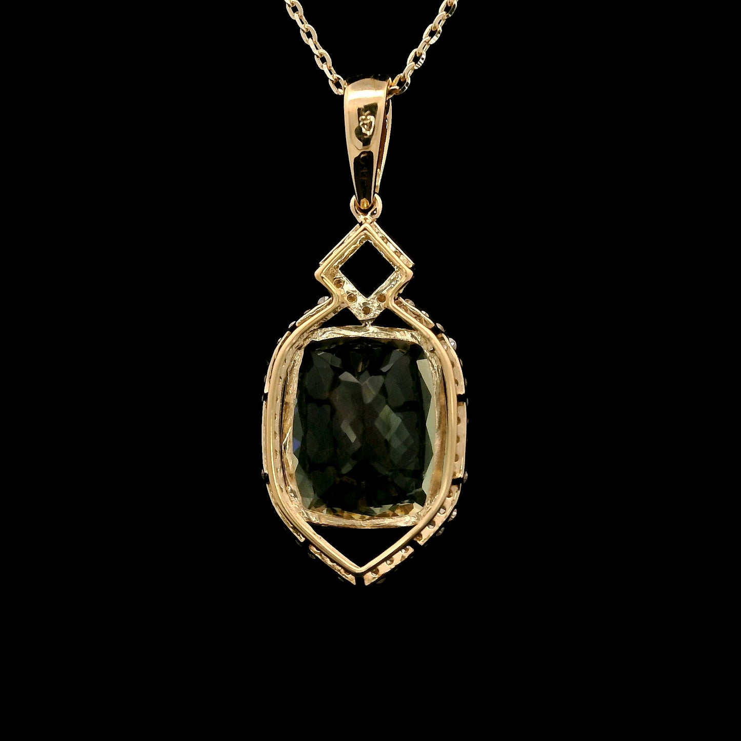 3.44 Ct Cushion Oregon Sunstone 14K Gold Pendant