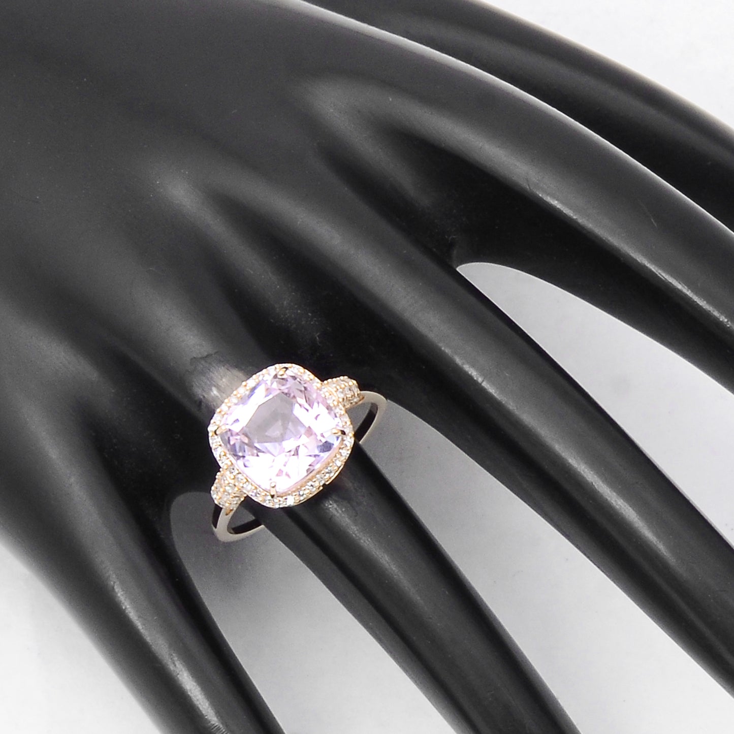 5.01 Ct Cushion Mixed Cut Natural Kunzite 14K Gold Ring