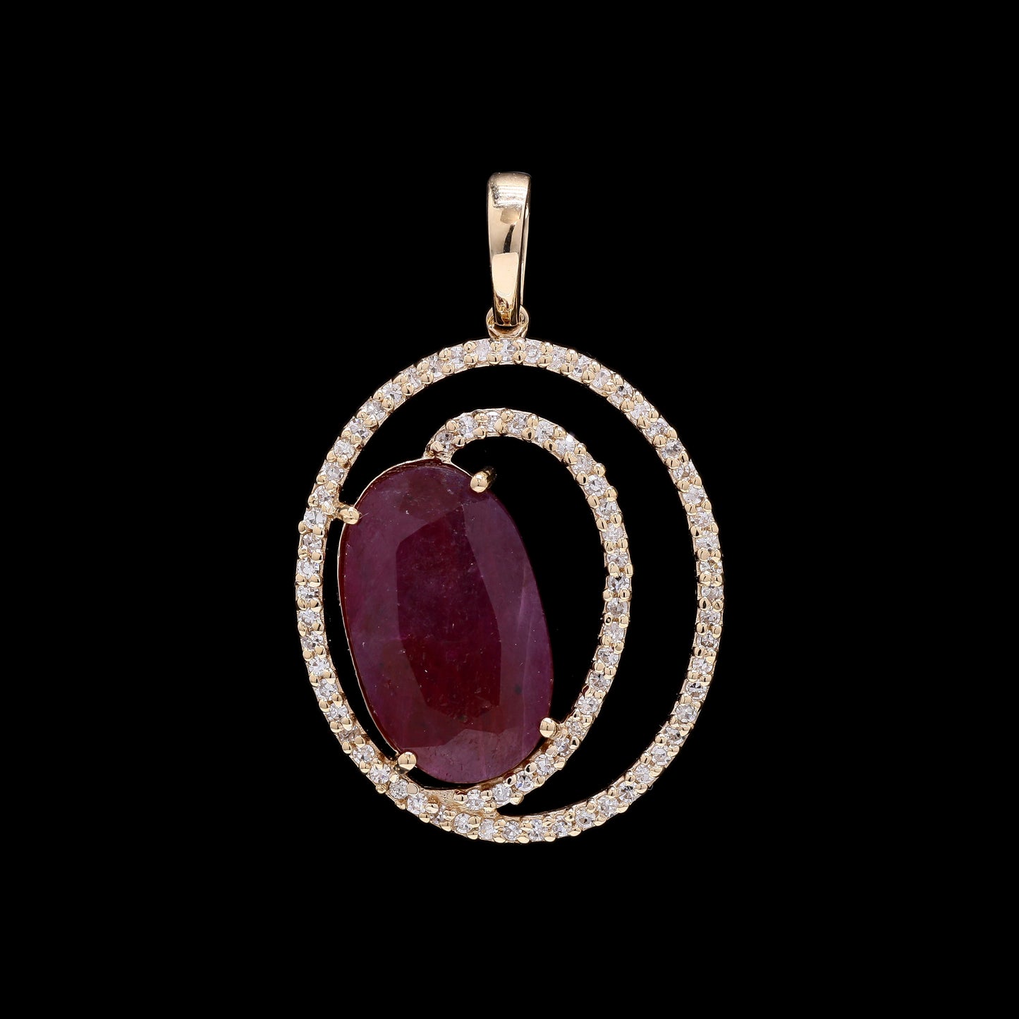 3.00 Ct Oval Mixed Cut Natural Ruby 14K Gold Pendant