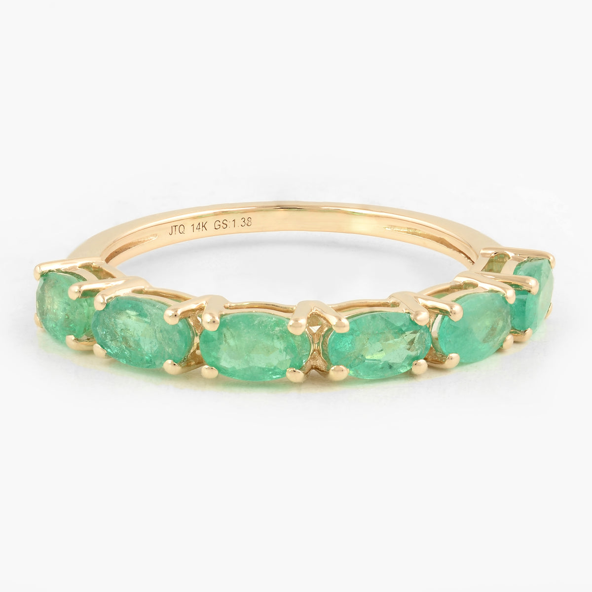 1.38 Carat Oval Mixed Cut Natural Beryl Emerald 14K Gold Ring