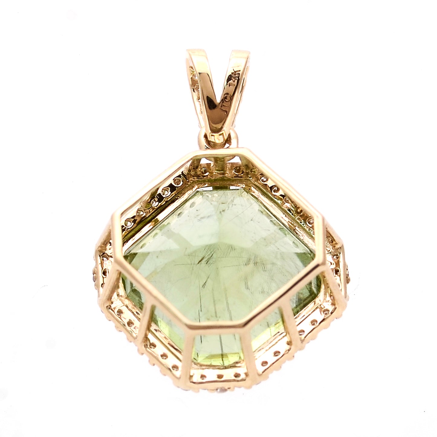8.02 Ct Octagon Natural Eridot 14K Gold Pendant