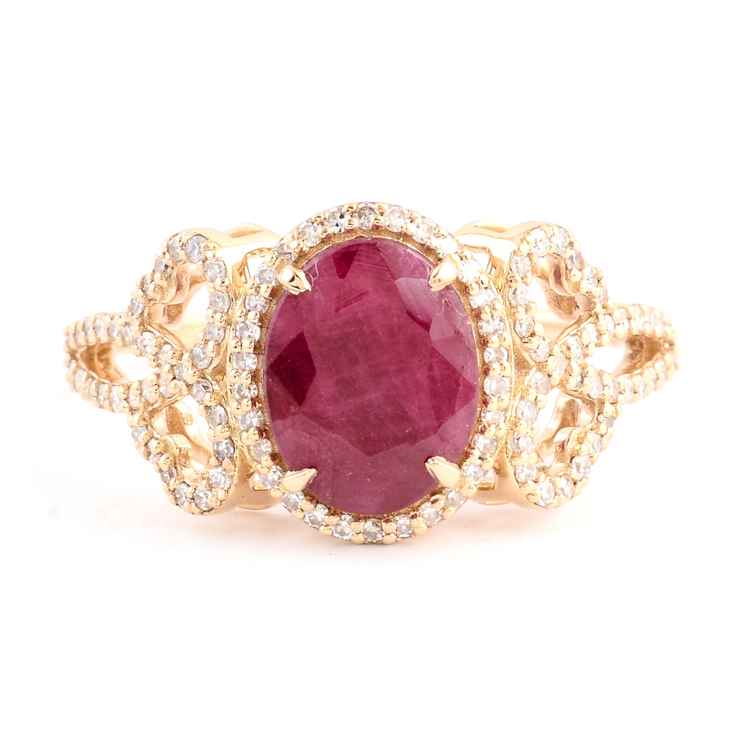 2.61 Ct Oval Mixed Cut Natural Corundum Ruby 14K Gold Ring