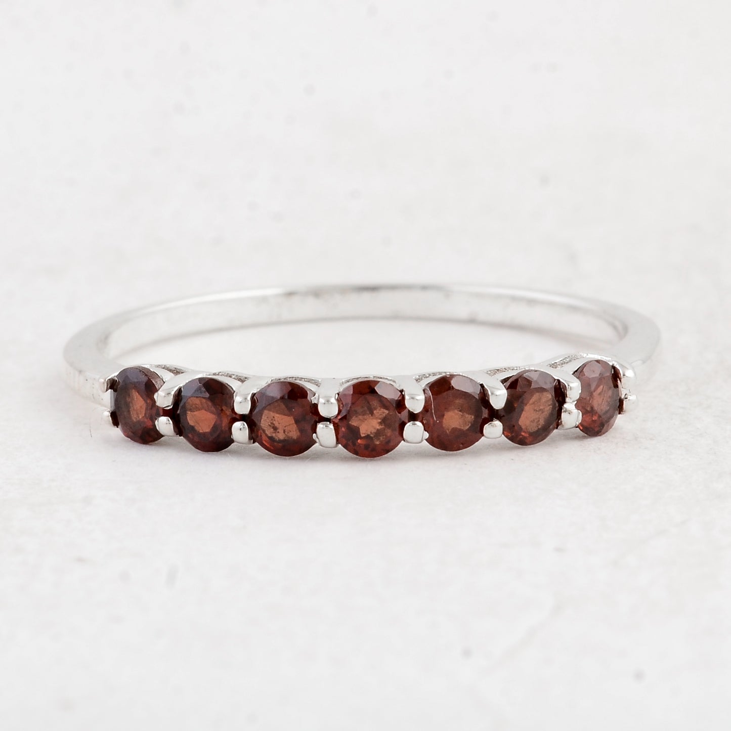 0.70 Ct Round Garnet 925 Sterling Silver Ring