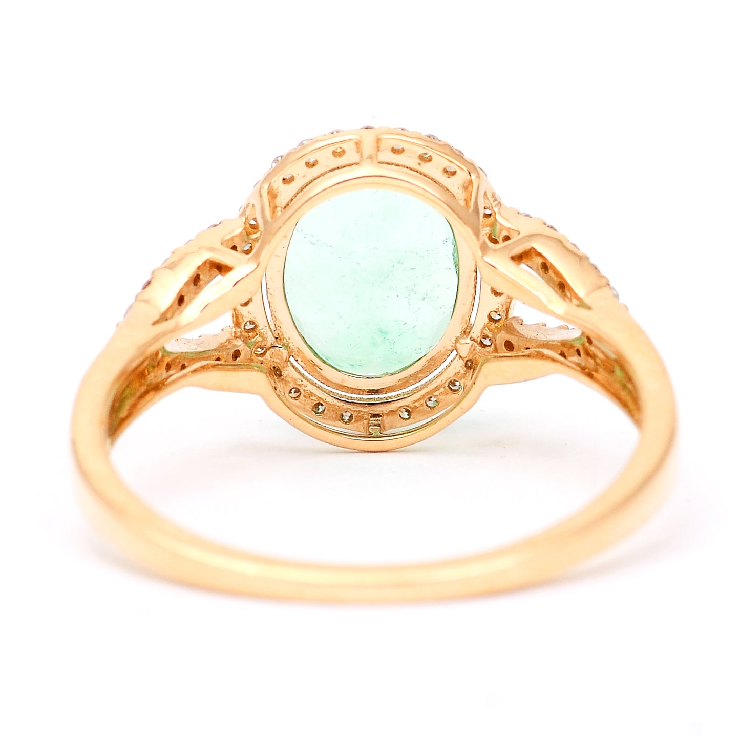 1.89 Ct Oval Mixed Cut Natural Emerald 14K Gold Ring