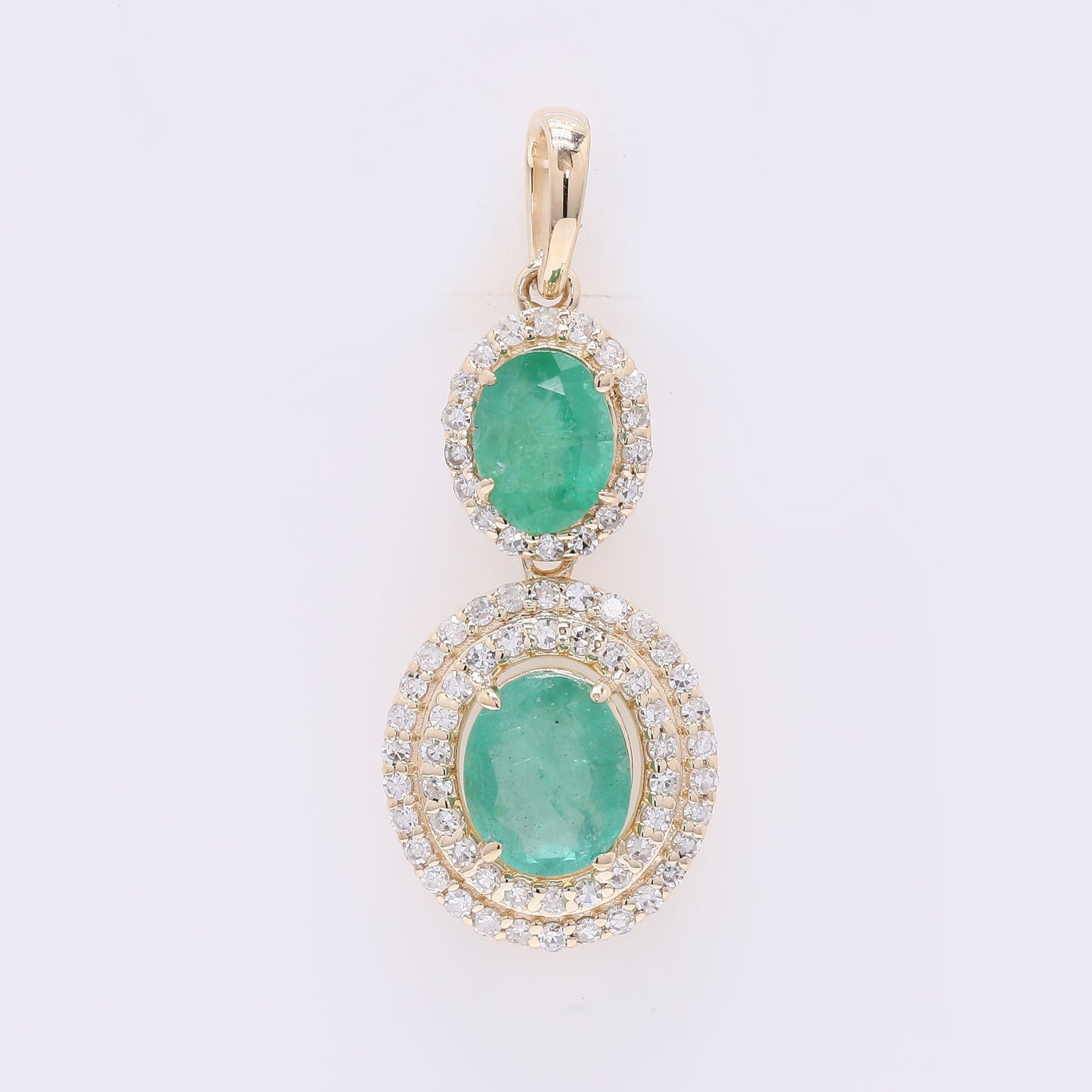 1.28 Ct Oval Mixed Cut Natural Emerald 14K Gold Pendant