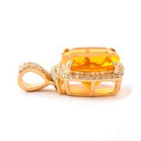 2.83 Ct Cushion Mixed Cut Natural Fire Opal 14K Gold Pendant