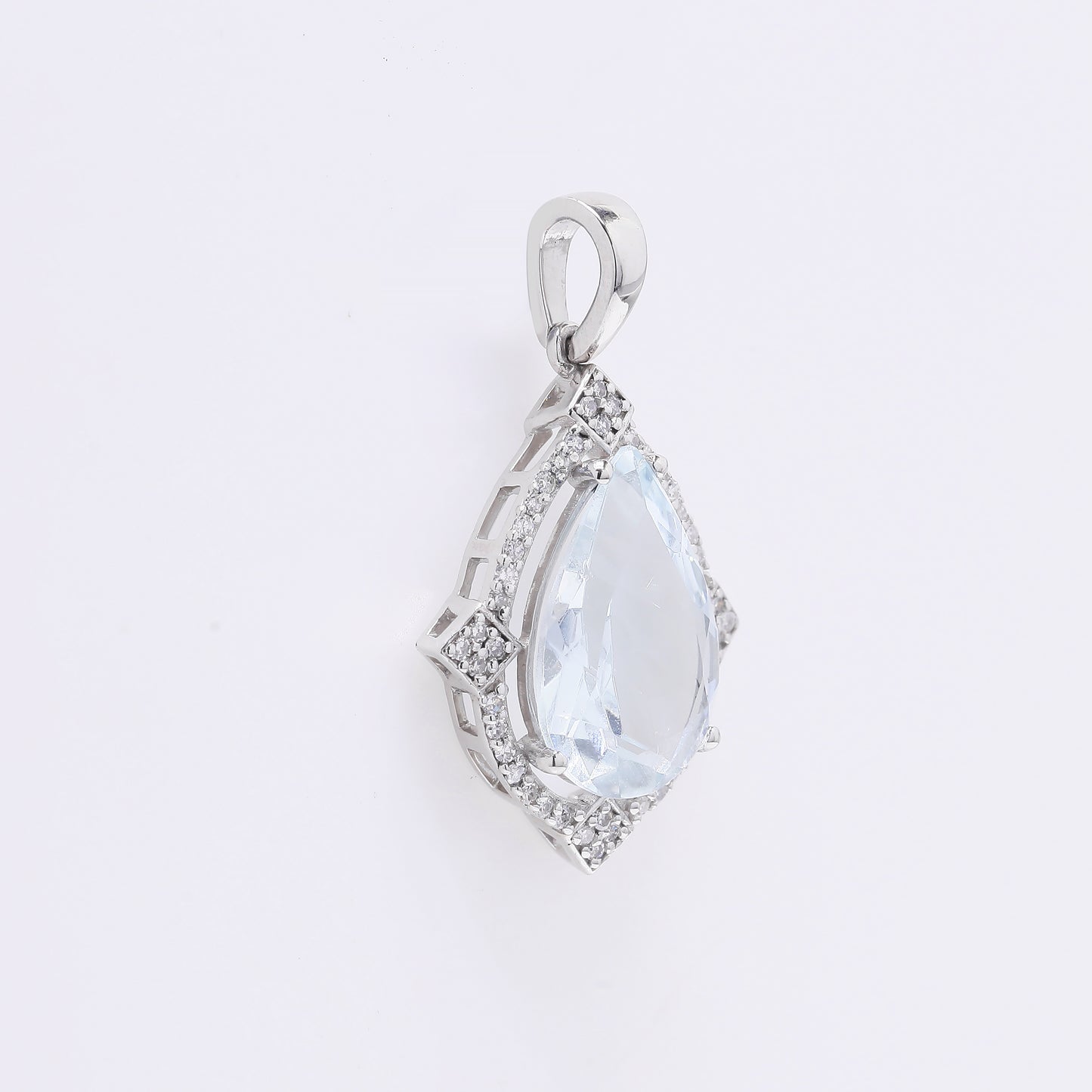 3.10 Ct Pear Mixed Cut Natural Aquamarine 950 Platinum Pendant
