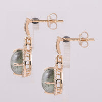 5.62 Ct Round Tourmaline 9K Gold Earrings