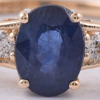 1.25 Ct Oval Natural Sapphire 14K Gold Ring