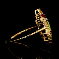 1.82 Ct Octagon Multi Sapphire 14K Gold Ring