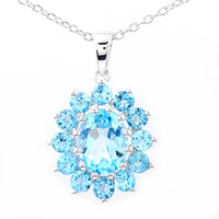 3.68 Ct Oval Sky Blue Topaz, Swiss Blue Topaz 925 Sterling Silver Pendant