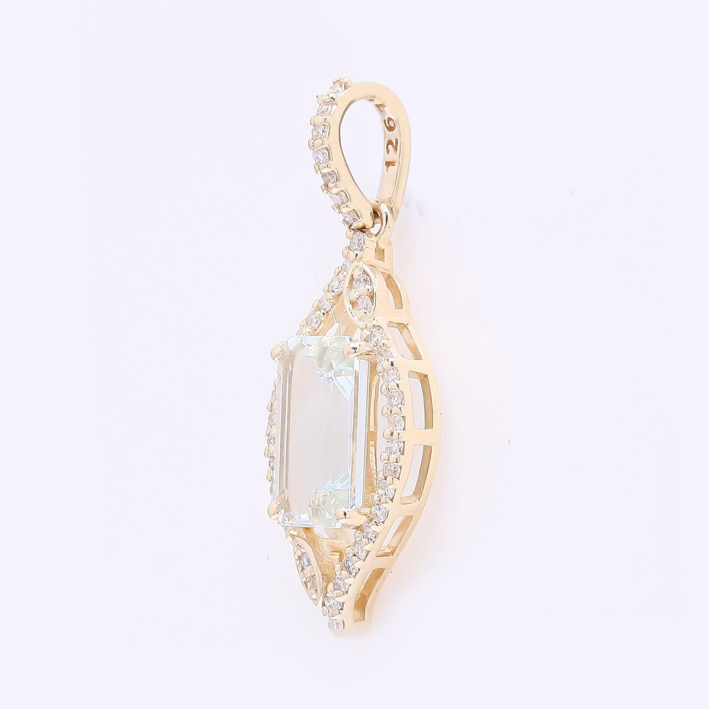 1.13 Ct Octagon Step Cut Natural Aquamarine 14K Gold Pendant