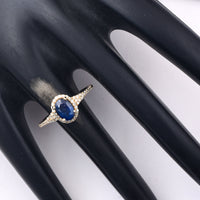 1.23 Ct Oval Mixed Cut Natural Sapphire 14K Gold Ring