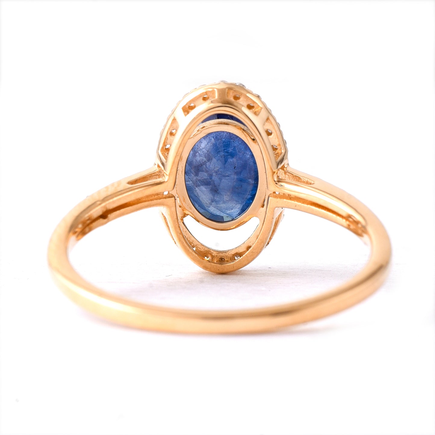 1.58 Ct Oval Mixed Cut Natural Sapphire 14K Gold Ring