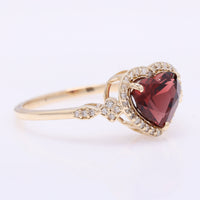 1.89 Ct Heart Mixed Cut Natural Garnet 14K Gold Ring