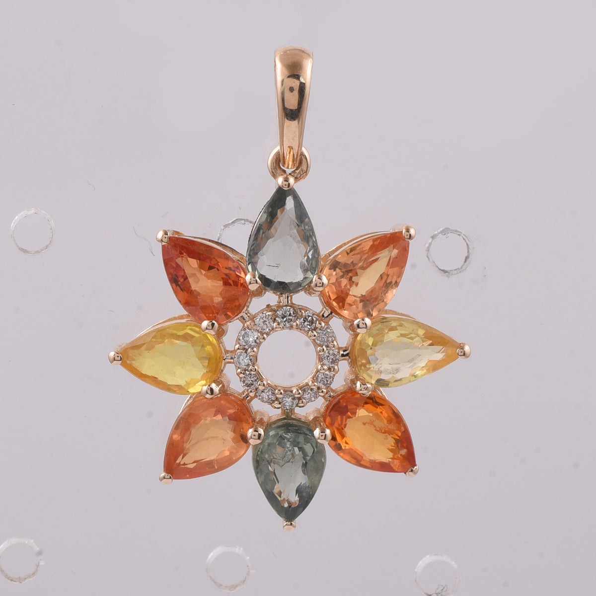 3.83 Ct Pear Natural Multi-Coloured Sapphire 14K Gold Pendant