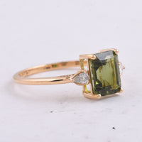 1.69 Ct Octagon Step Cut Natural Green Tourmaline 14K Gold Ring