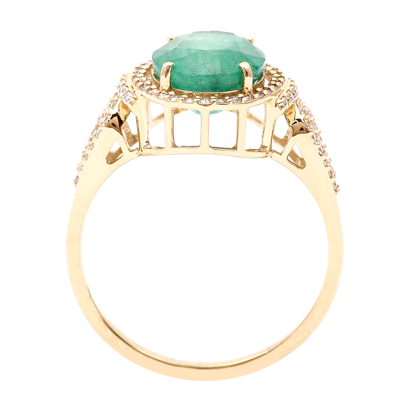 2.89 Ct Oval Natural Emerald 14K Gold Ring