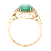 2.89 Ct Oval Natural Emerald 14K Gold Ring