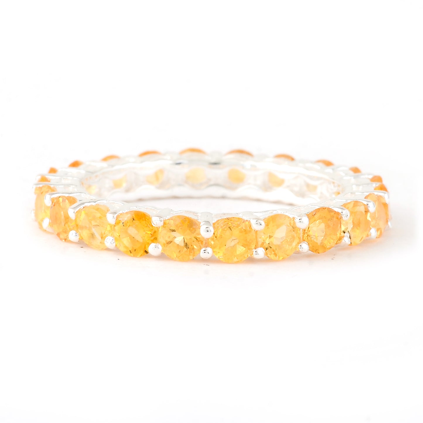 2.19 Ct Round Citrine 925 Sterling Silver Ring