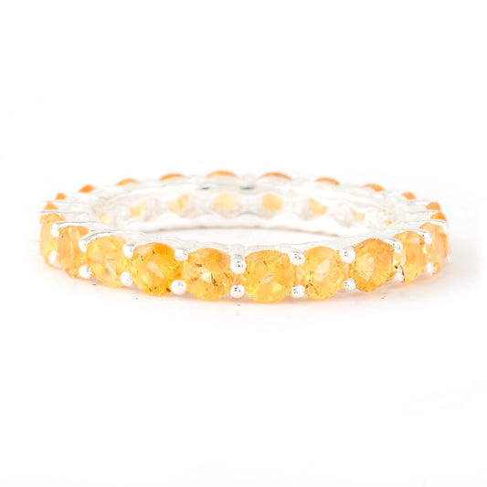 2.19 Ct Round Citrine 925 Sterling Silver Ring