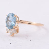 1.20 Ct Oval Natural Aquamarine 14K Gold Ring