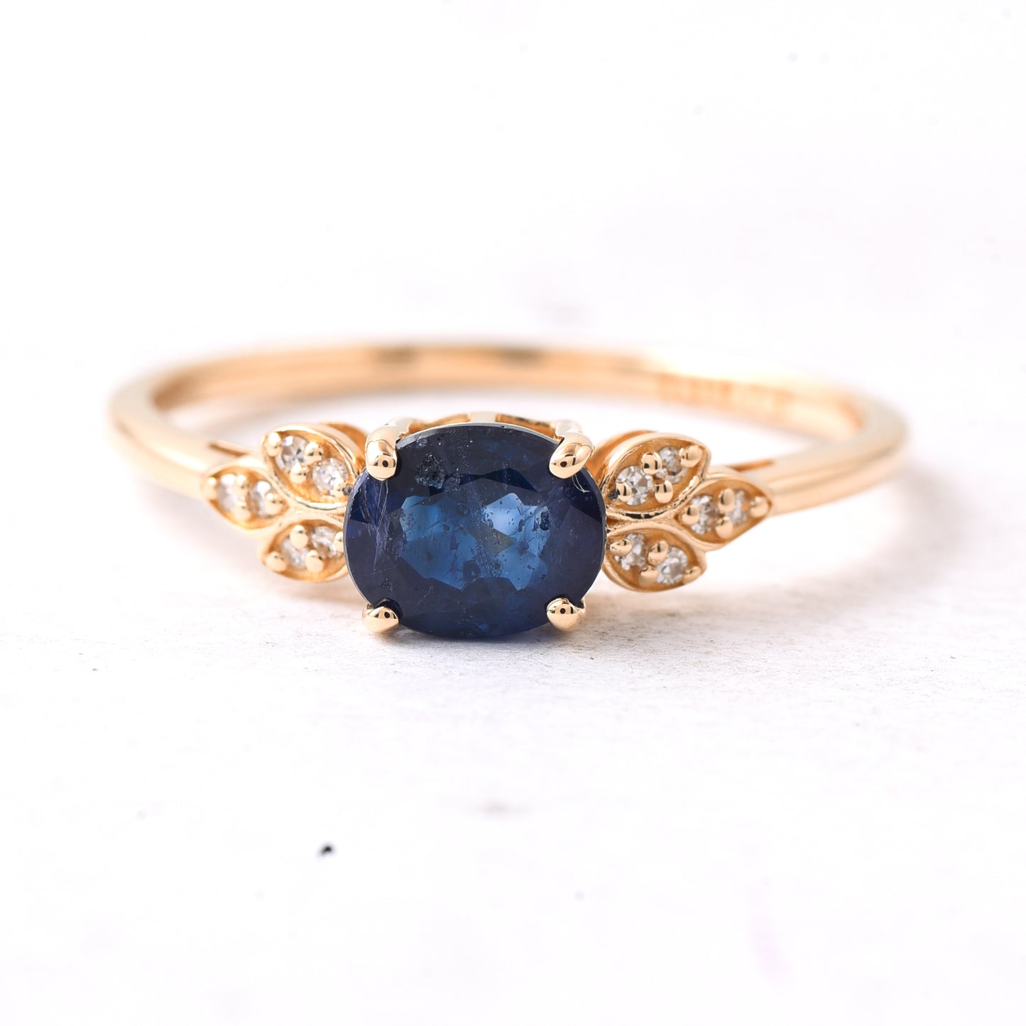 1.13 Ct Oval Mixed Cut Natural Sapphire 14K Gold Ring